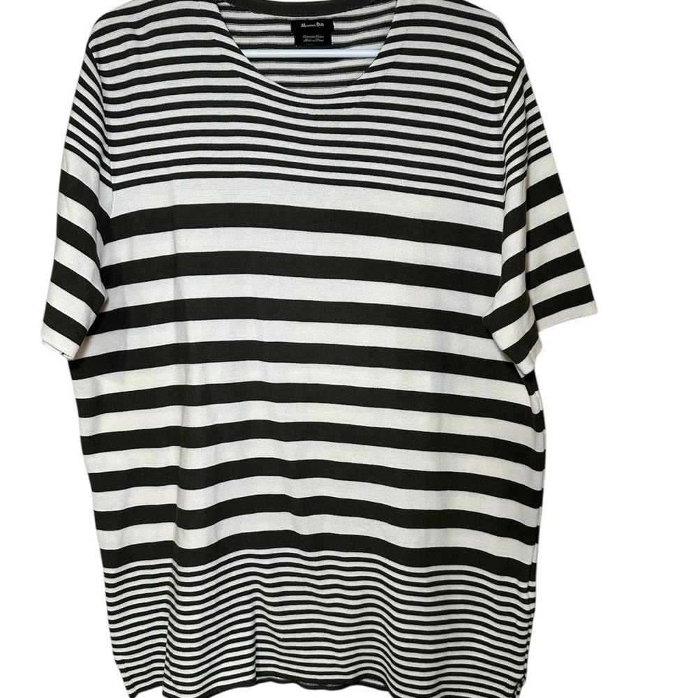 Massimo Dutti Olive and Cream Striped Top Size XL 100% Cotton